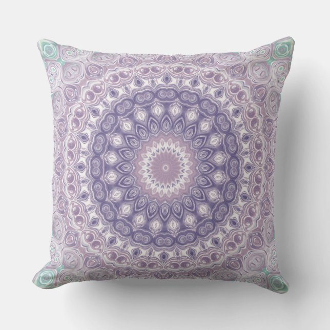 Lavender and Lilac Mandala Pattern Cushion (Front)