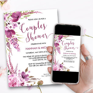 Lavender and Lilacs Floral Couples Shower Invitation