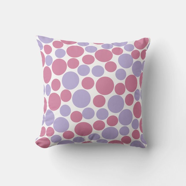Lavender and Matte Pink Circle Pattern Cushion (Front)