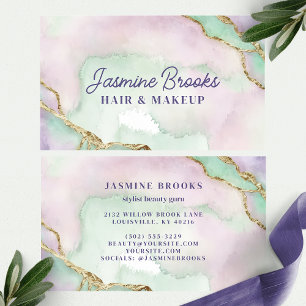Lavender and Mint Gold Watercolor Business Card