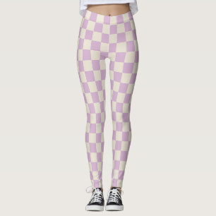 Lavender and Off White Checkerboard Leggings