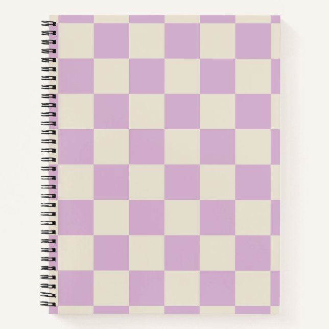 Lavender and Off White Chequerboard Notebook (Front)