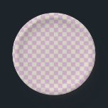 Lavender and Off White Chequerboard Paper Plate<br><div class="desc">Lavender and Off White Chequerboard</div>