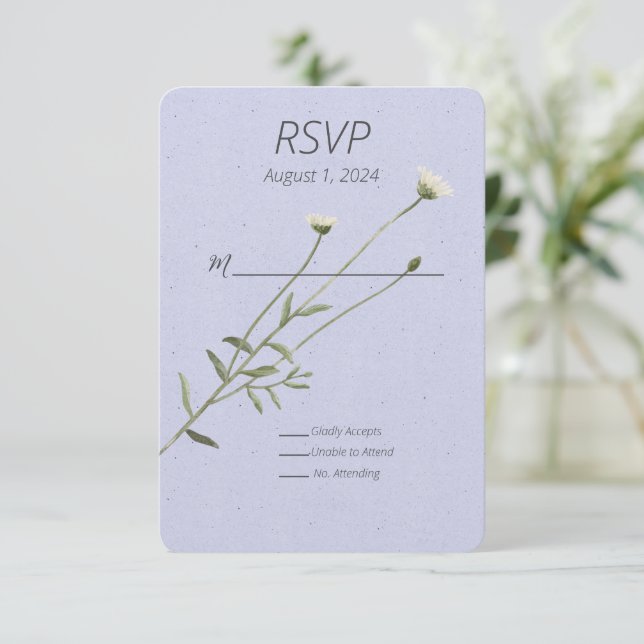 Lavender and One Single Daisy Response Card (Standing Front)