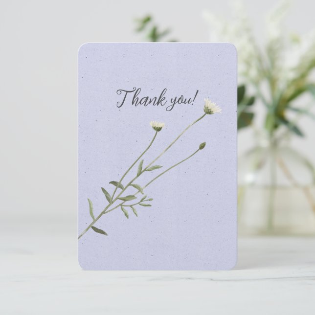 Lavender and One Single Daisy Thank You Card (Standing Front)