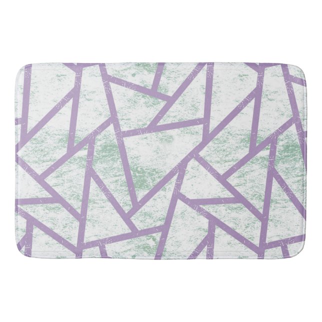 Lavender and pale green mosaic pattern bath mat (Front)