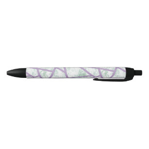 Lavender and pale green mosaic pattern black ink pen