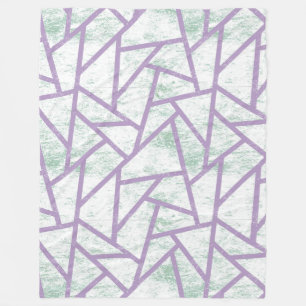 Lavender and pale green mosaic pattern fleece blanket