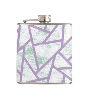Lavender and pale green mosaic pattern hip flask