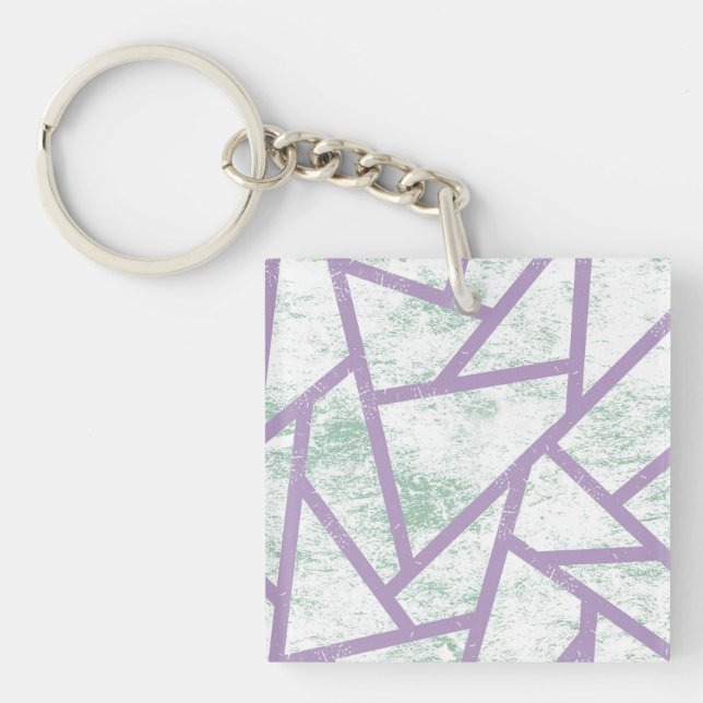 Lavender and pale green mosaic pattern key ring (Front)