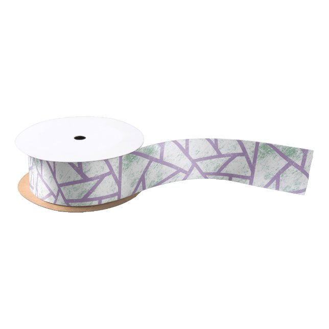 Lavender and pale green mosaic pattern satin ribbon (Spool)