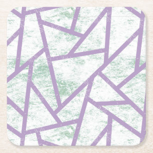 Lavender and pale green mosaic pattern square paper coaster