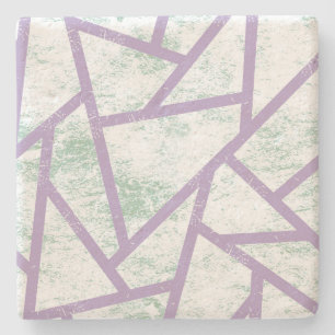 Lavender and pale green mosaic pattern stone coaster