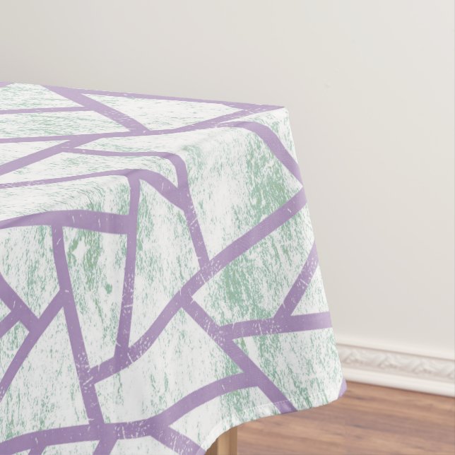 Lavender and pale green mosaic pattern tablecloth (In Situ)