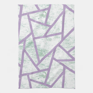 Lavender and pale green mosaic pattern tea towel
