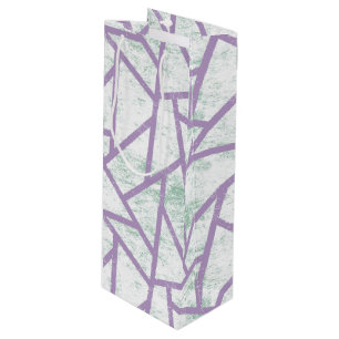 Lavender and pale green mosaic pattern wine gift bag