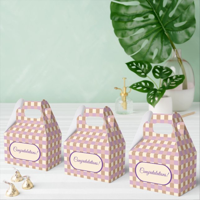 Lavender And Peach Gingham Plaid  Favour Box (Multiple)