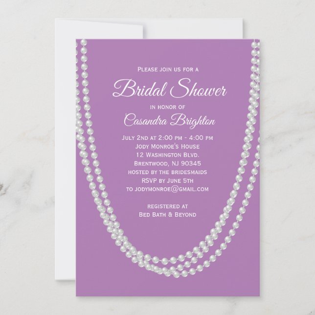Lavender and Pearls Bridal Shower Invitation (Front)