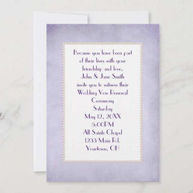 Lavender and Pearls Wedding  Invitation (Front)