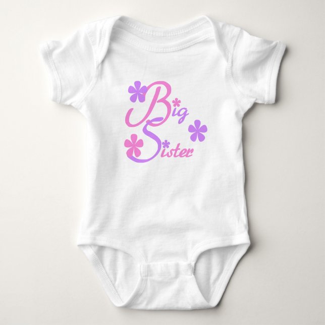 Lavender and Pink Big Sister Baby Bodysuit (Front)