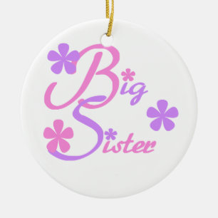 Lavender and Pink Big Sister Gifts Ceramic Tree Decoration
