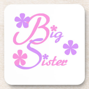 Lavender and Pink Big Sister Gifts Coaster
