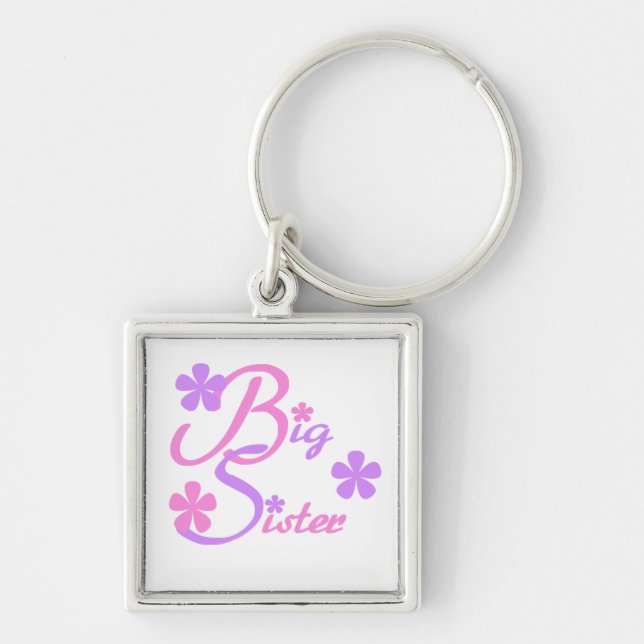 Lavender and Pink Big Sister Gifts Key Ring (Front)