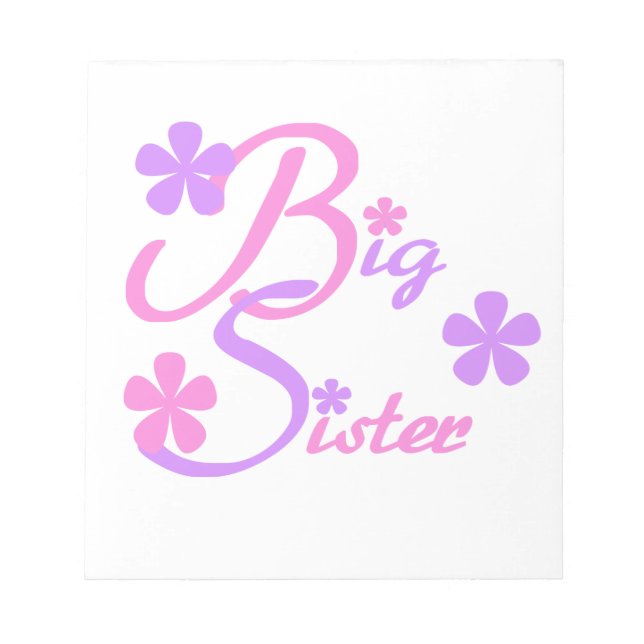Lavender and Pink Big Sister Gifts Notepad (Front)