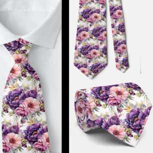 Lavender and Pink Floral Tie