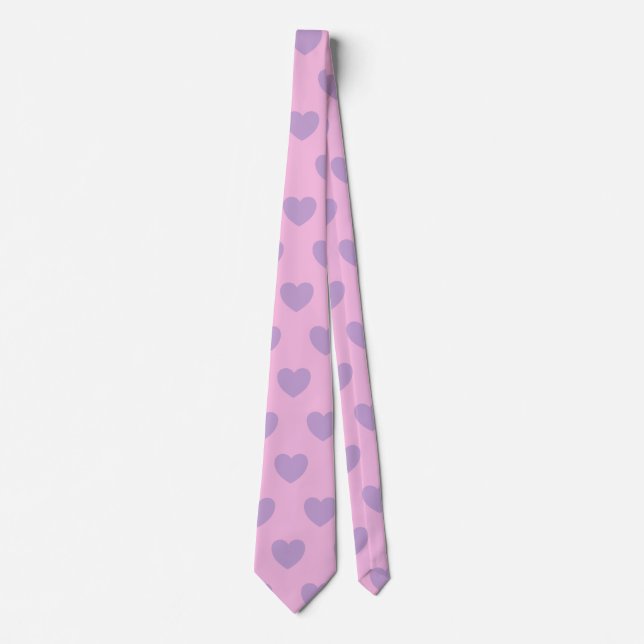 Lavender and Pink Hearts Pattern  Tie (Front)