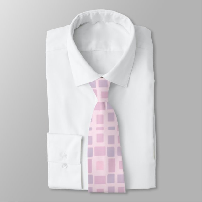 Lavender and Pink Mosaic Pattern Tie (Tied)