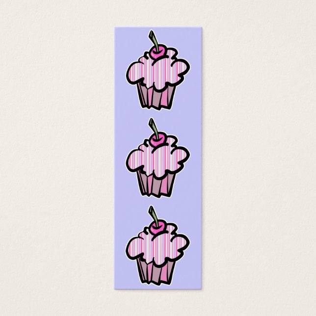 lavender and pink stripes cupcake bookmark (Front)