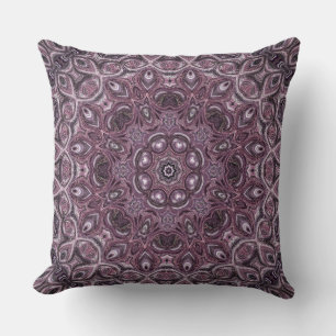 Lavender and Plum Marble Mandala Pattern Cushion