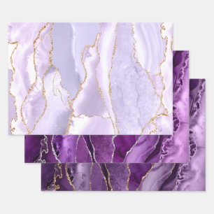 lavender and purple agate wrapping paper sheets
