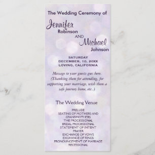 Lavender and Purple Bokeh Wedding Program Programme
