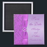 Lavender and Purple Wedding Favour Magnet<br><div class="desc">This save the date magnet matches the invitation and other items shown below. Please note that the ribbon and jewels are works of art and are not real. You can also customise it to say "Thank You" and use it as a wedding favour for your guests. If there are any...</div>