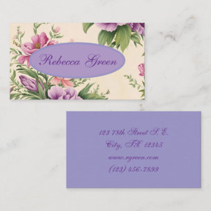 Lavender And Rose Country Garden Floral Print Business Card