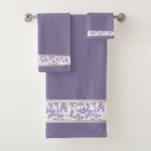 Lavender and Silver Elegance: Abstract Towel Set  (Insitu)