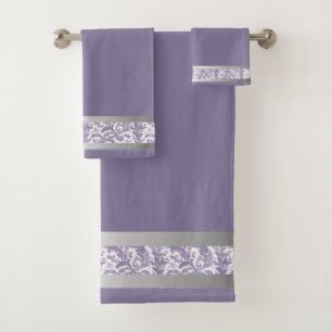 Lavender and Silver Elegance: Abstract Towel Set