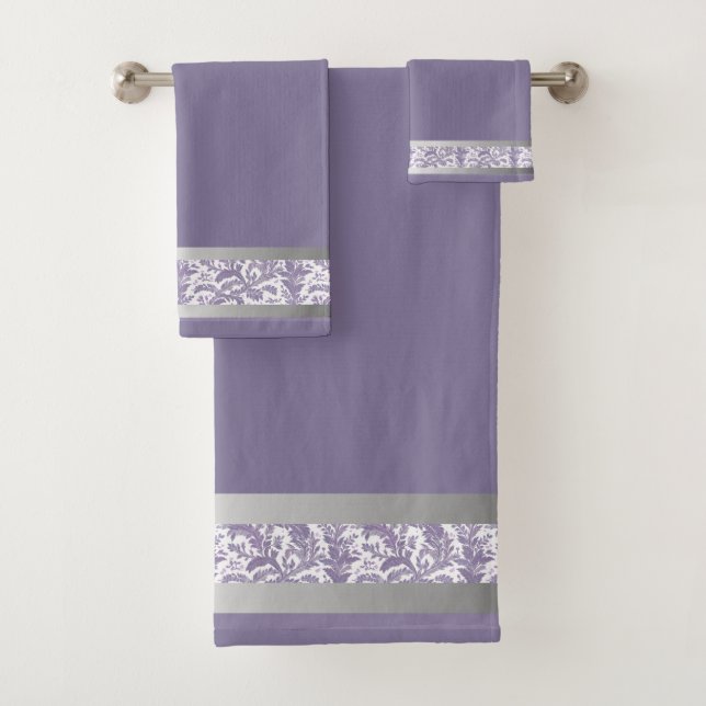 Lavender and Silver Elegance: Abstract Towel Set  (Insitu)