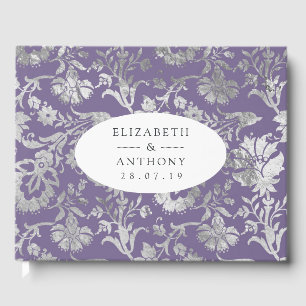 Lavender and Silver Floral Wedding Guest Book