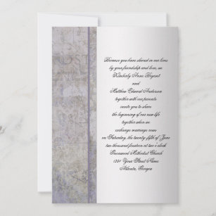 Lavender and Silver Grunge Wedding Invitation