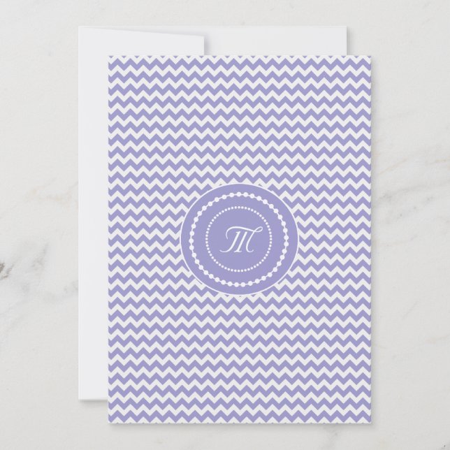 Lavender and White Chevron Monogrammed Wedding Invitation (Front)