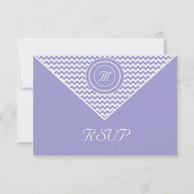 Lavender and White Chevron RSVP Card (Front)