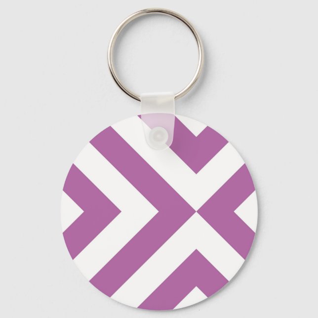 Lavender and White Chevrons Key Ring (Front)