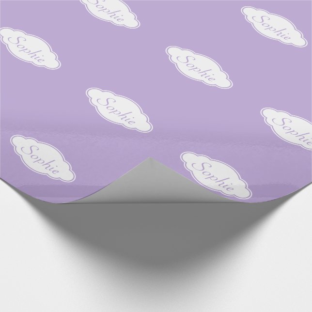 Lavender and White Cloud Personalised Gift Wrap (Corner)