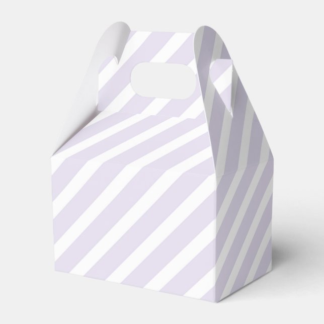 Lavender and White Diagonal Striped Pattern Favour Box (Front Side)