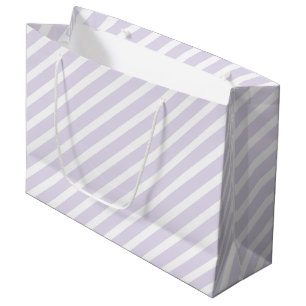 Lavender and White Diagonal Striped Pattern Large Gift Bag