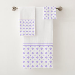 Lavender and White Diamond Pattern Bath Towel Set