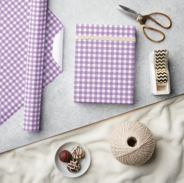 Lavender and White Gingham Wrapping Paper (Crafts)